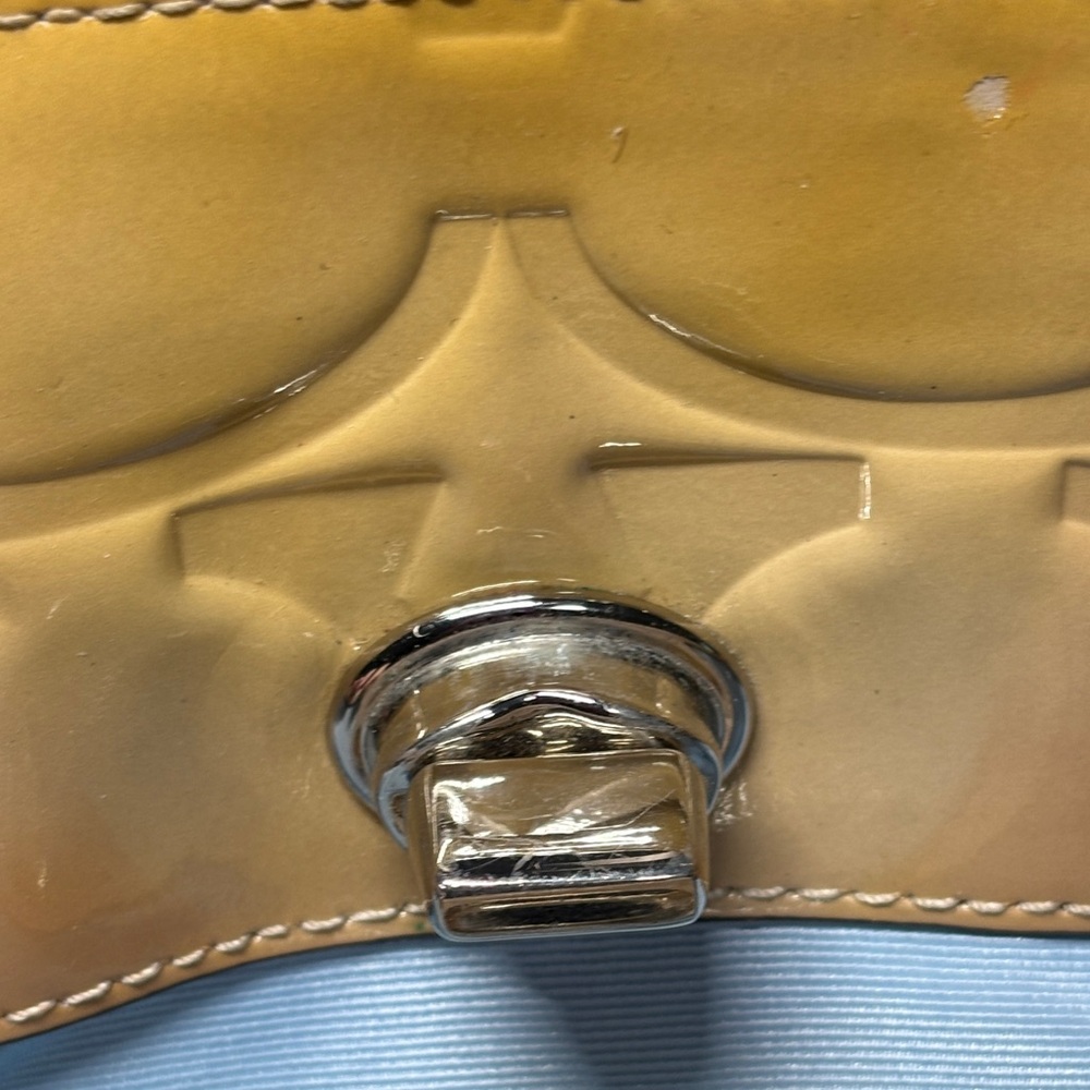 Coach Hampton Gallery Mustard Yellow Embossed Patent Leather Tote F14414 - Picture 7 of 15